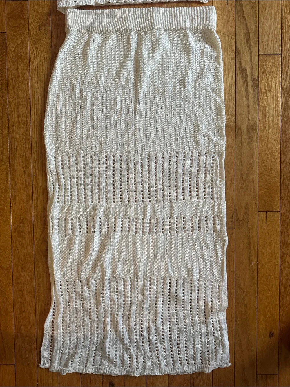 NWT White Crochet Knit Two-Piece Set - Top & Maxi Skirt